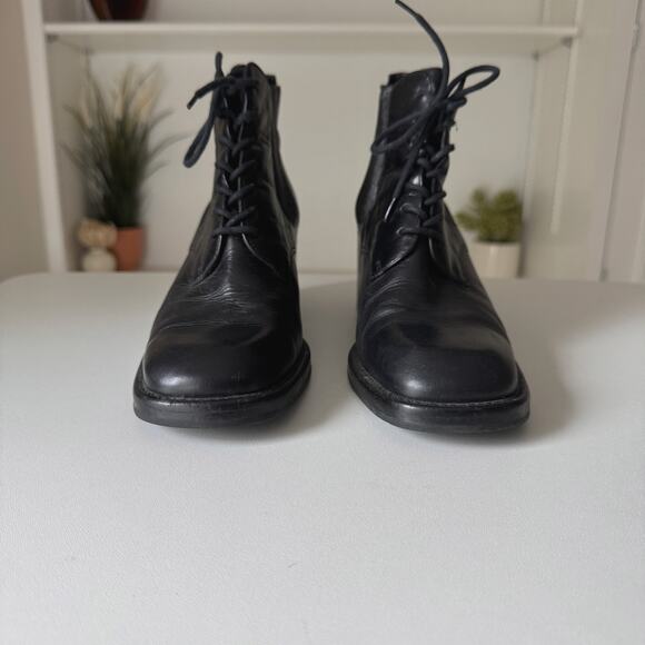 Vintage Y2K Cole Haan Black Leather Lace Up Booties Size 7-7.5 - Picture 5 of 9
